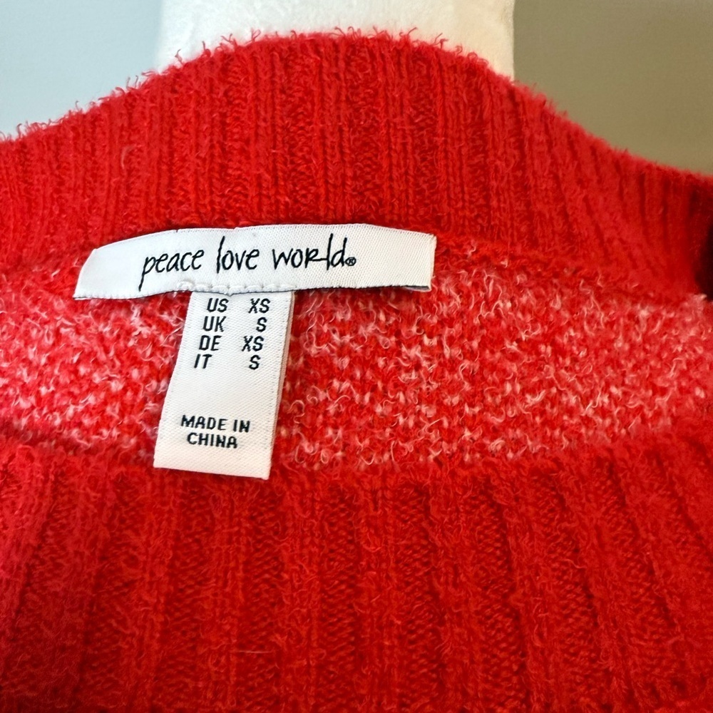 Peace Love World Red Heart Sweater - Picture 3 of 6